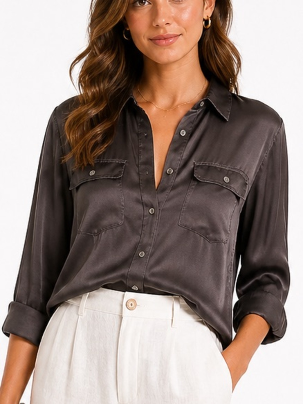 J.Crew Always 100% Silk Utility Shirt Dusty Plum FA18 Style G7766 Size 6